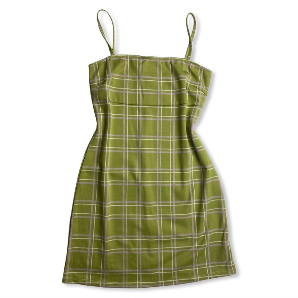 Plaid Green Bodycon Strap Dress